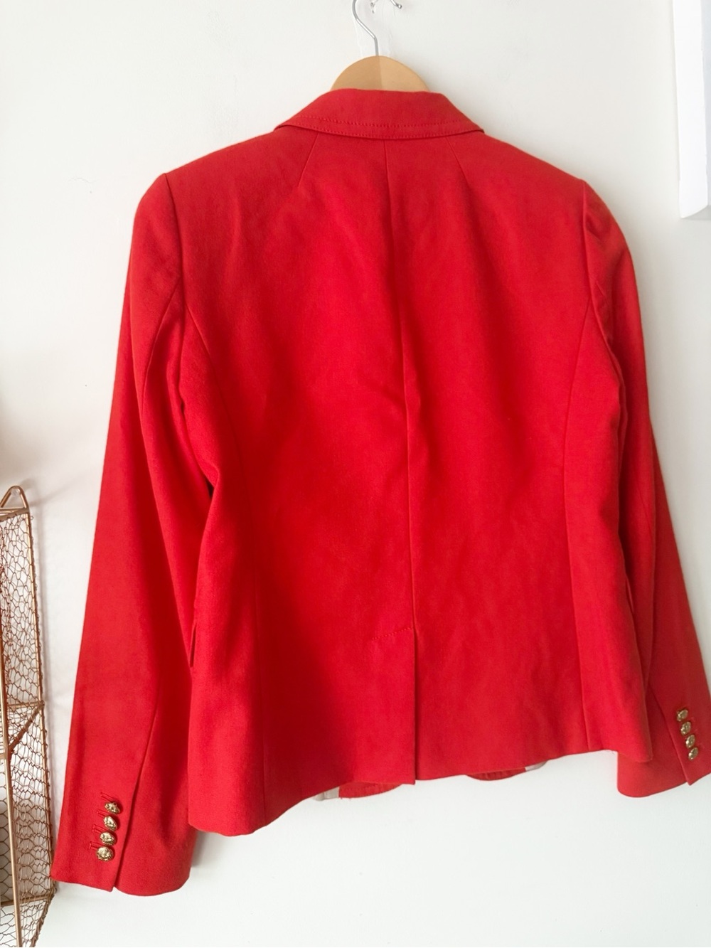 J.Crew Dark Orange Wool Schoolboy Blazer Size 6 Gold Crest Buttons Fall Preppy - Picture 9 of 15